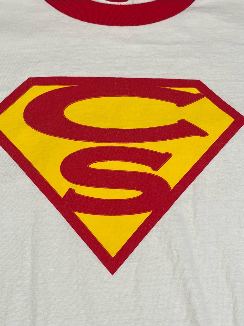 Vintage Superman Ringer Shirt Men’s Large 80s 90s Anvil Red Bar Tag Dc Comics - Picture 2 of 7